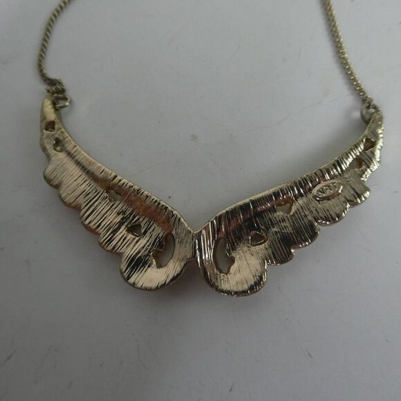 Avon NRT Gold Tone Heavenly Wings Faith Rhinestone Sparkly Necklace adjustable - Picture 6 of 8